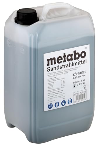 Metabo Sandstrahlmittel – 0901064423 – 8 kg Kanister – Für professionelle Oberflächenbearbeitung – Körnung 0,2-0,5 mm von metabo