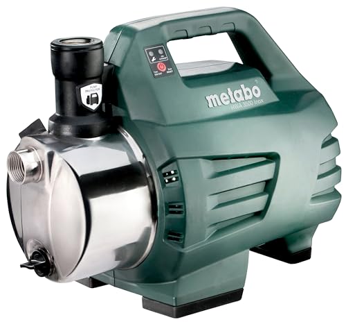 Metabo Hauswasserautomat HWA 3500 Inox – 600978000 – Wasserpumpe mit 3500 l/h Fördermenge – Ideal für 1-2 Regner – 1100 W, 4,5 bar, 45 m Förderhöhe von metabo