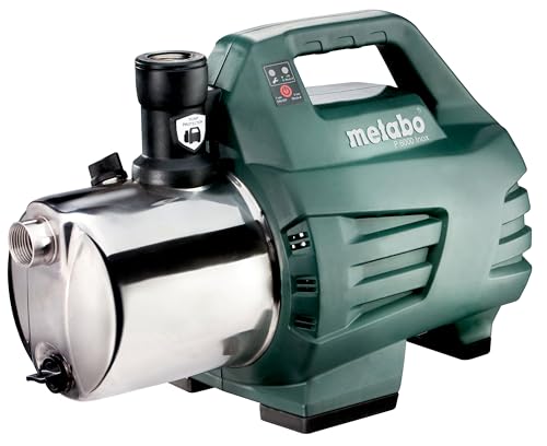metabo Gartenpumpe P 6000 Inox – 600966000 – Bewässerungspumpe mit 6000 l/h Fördermenge – Ideal für 1-4 Regner – 1300 W, 5,5 bar, 55 m Förderhöhe von metabo