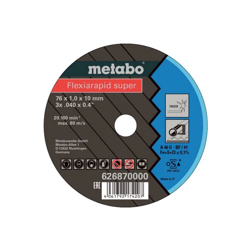 Metabo Trennscheibe 'Flexiarapid Super' 76 x 1 x 10 mm Inox, TF 41, 5 Stück  von Metabo