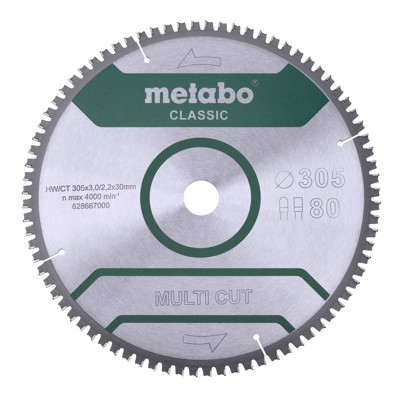 Sägeblatt "multi cut - classic" ø305 x 3,0/2,2 x 30 Z80 FZ/TZ 5°neg /B 628667000 von Metabo