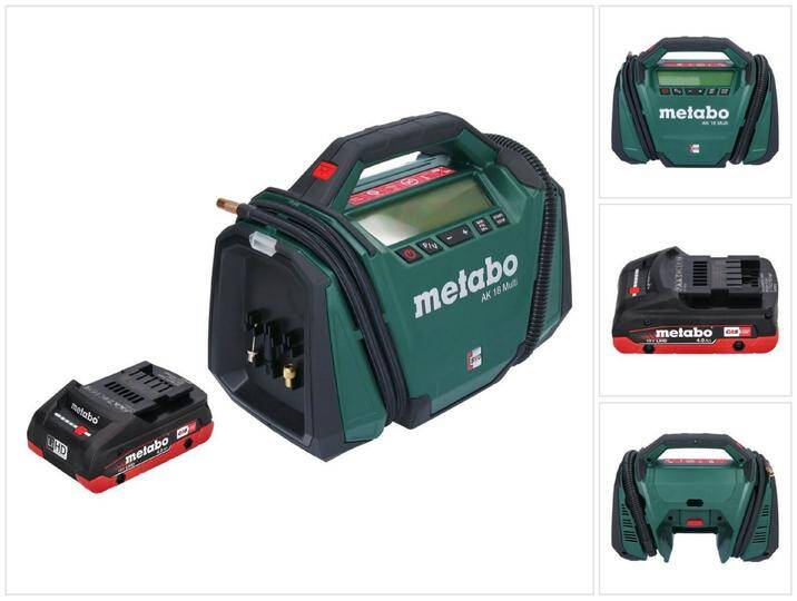 metabo Akku-Handkompressor AK 18 Multi Akku Kompressor 18 V 11 bar + 1x Akku 4,0 Ah - ohne Lader metabo Akku-Handkompressor AK 18 Multi Akku Kompressor 18 V 11 bar + 1x Akku 4,0 Ah - ohne Lader von Metabo