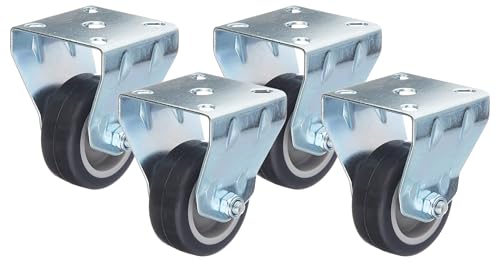 Metafranc Bockrolle Ø 50 mm - 55 x 55 mm Platte - Gummi-Rad - Weiche Lauffläche - Gleitlager - 35 kg Tragkraft/Transportrolle/Möbelrolle/Schwerlastrolle / 800570 (Packung mit 4) von Metafranc