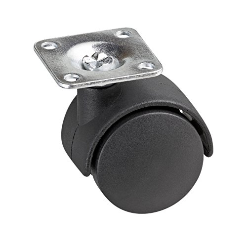 Metafranc Doppelrolle Ø 50 mm - 38 x 38 mm Platte - Kunststoff-Rad - Weiche Lauffläche - Gleitlager - 35 kg Tragkraft / Transportrolle / Möbelrolle / Containerrolle / 800110 von Metafranc