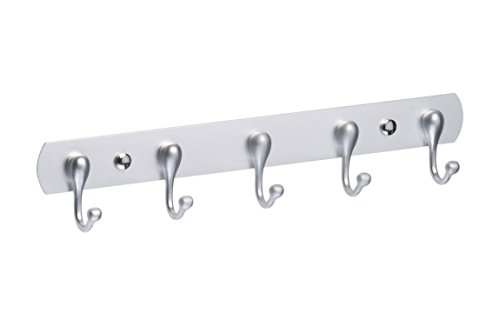 Metafranc Hakenleiste 340 mm - Aluminium matt - Neutrale Optik - 5 Haken - Zur Wandmontage - Ideal für Badezimmer oder Küche / Handtuchleiste / Wand-Garderobe / Wandhaken / Handtuchhalter / 262311 von Metafranc