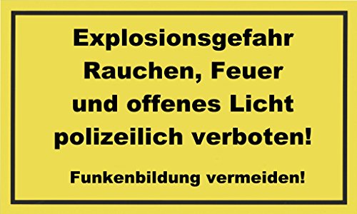 Metafranc Hinweisschild "Explosionsgefahr Rauchen, Feuer, offenes Licht verboten!" - 250 x 150 mm / Beschilderung / Verbotsschild / Warnmarkierung / Sicherheitsmarkierung / Gefahrenhinweis / 500070 von Metafranc