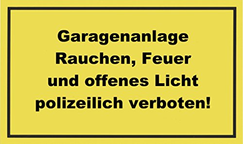 Metafranc Hinweisschild "Garagenanlage Rauchen, Feuer, offenes Licht verboten!" - 400 x 250 mm / Beschilderung / Verbotsschild / Warnmarkierung / Sicherheitsmarkierung / Gefahrenhinweis / 500450 von Metafranc
