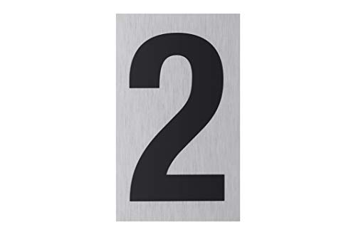 Metafranc Klebeschild "2" - 100 x 60 mm - Aus Aluminium - In moderner Edelstahl-Optik - Selbstklebende Rückseite / Beschilderung / Infoschild / Gewerbekennzeichnung / 507310 von Metafranc