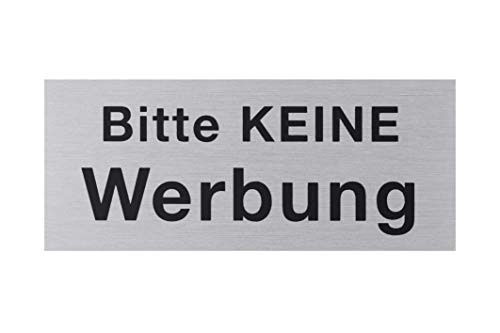 Metafranc Klebeschild "Bitte keine Werbung" - aus Aluminium - in Edelstahl-Optik - Selbstklebende Rückseite / Beschilderung / Infoschild / Briefkastenschild / 507500 60 x 25 mm von Metafranc