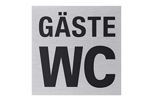 Metafranc Klebeschild "Gäste-WC" - 80 x 80 mm - Aus Aluminium - In moderner Edelstahl-Optik - Selbstklebende Rückseite / Beschilderung / Infoschild / Toilettenschild / 507190 von Metafranc