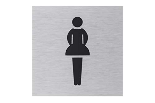 Metafranc Klebeschild Symbol: Damen - 80 x 80 mm - Aus Aluminium - In moderner Edelstahl-Optik - Selbstklebende Rückseite / Beschilderung / Infoschild / Gewerbekennzeichnung / 507150 von Metafranc