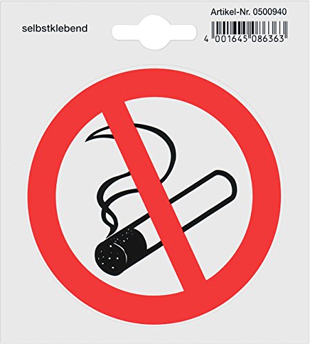 Metafranc Klebesymbol Rauchverbot - Ø 97 mm / Beschilderung / Infoschild / Verbotsschild / Rauchverbot / Nicht-Raucher-Bereich / 500940 von Metafranc