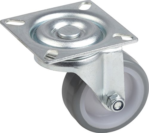 Metafranc Lenkrolle Ø 50 mm - 60 x 60 mm Platte - Polyurethan-Rad - Weiche Lauffläche - Gleitlager - 65 kg Tragkraft/Transportrolle/Möbelrolle/Schwerlastrolle / 802870 (Packung mit 6) von Metafranc