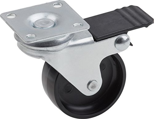 Metafranc Lenkrolle Ø 50 mm - Feststeller - 42 x 42 mm Platte - Kunststoff-Rad - Harte Lauffläche - Gleitlager - 40 kg Tragkraft / Transportrolle / Möbelrolle / Schwerlastrolle / 802490 von Metafranc