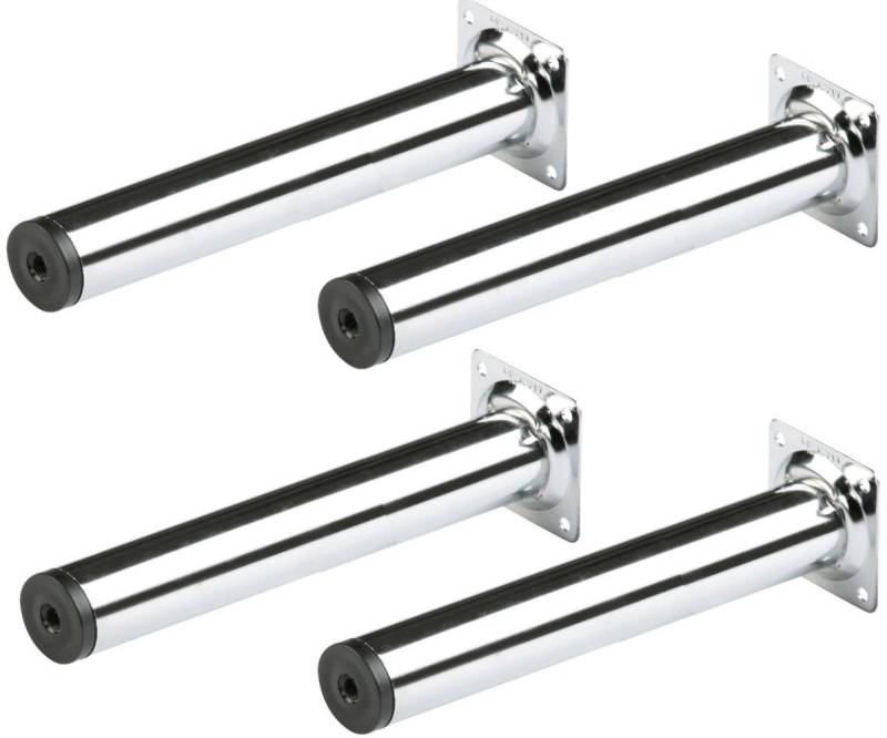 Metafranc Möbelfuß 4x Möbelfuss Möbelbein rund 400mm verchromt Ø30mm mit M10 Hülse von Metafranc