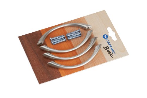 Metafranc Möbelgriff 96 mm - nickelmatt - 4 Stück - Hochwertige Verarbeitung - Schlicht & elegant - Inkl. Montagematerial / Möbelbeschlag / Schubladengriff / Möbelgriff-Set / 198117 von Metafranc