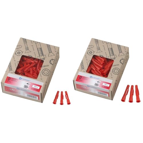 Metafranc Universaldübel - Ø 6 mm & 8 mm - 300 Stück im praktischen Set - Made in Germany - Universaldübel für Befestigungen in Voll- & Hohlbaustoffen - Rot von Metafranc