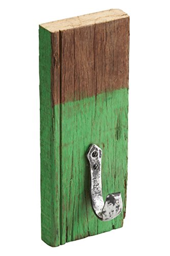 Metafranc Vintage Wandhaken, 255 x 105 mm - Recyceltes Naturholz - grün - 1 Haken - Vintage-Stil - Used-Look / Haken / Garderobenhaken / Mantelhaken / Handtuchhaken / Universalhaken / 261817 von Metafranc