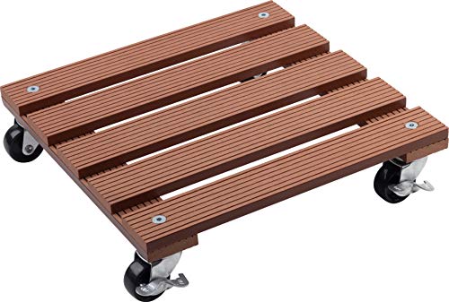 Metafranc WPC-Pflanzenroller 300 x 300 mm-60 kg Tragkraft-Braun-PP-Räder-Feststeller-Witterungsbeständig/Outdoorroller/Untersetzer mit Rollen/Transporthilfe für Pflanzen / 825100 von Metafranc