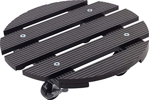 Metafranc WPC-Pflanzenroller Ø 300 mm-60 kg Tragkraft-Anthrazit-PP-Räder-Feststeller-Witterungsbeständig/Outdoorroller/Untersetzer mit Rollen/Transporthilfe für Pflanzen / 825130 von Metafranc