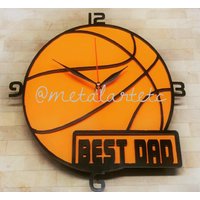 11" Basketball Metal Uhr Mit "Best Dad" | Oder Ihrem Wunschtext Echte Unikat Metallkunst Handgemacht in Den Usa von MetalArtEtc