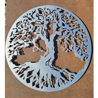 Baum Des Lebens, Metallkunst, 60 cm Durchmesser( 23, 5 Zoll, Silber von MetalArtWallDecor
