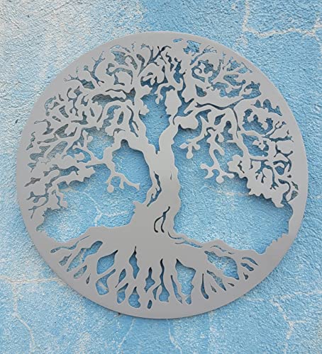 MetalArtWallDecor Baum des Lebens Wanddeko Metall 90 cm Farbe Silber von MetalArtWallDecor