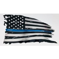 Tattered Flagge Dünne Blaue Linie Polizei Veteran Metall Wandkunst Tattered Flagge Dünne Blaue Linie Polizei Veteran Metall Wandkunst von MetalDecorStudiosUSA