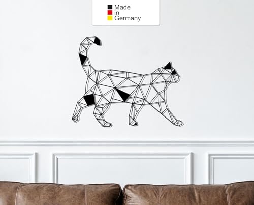 Geometrische Katze, Metall Wanddeko, Wanddeko Aus Metall, Wandbild aus Metall (Größe: 30 x 25 cm) von MetalGiftsWorld