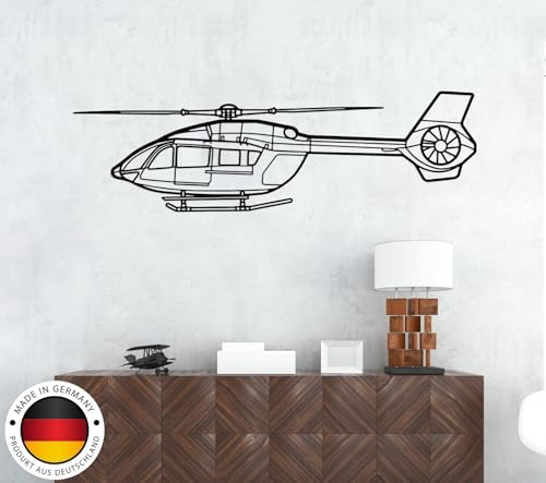 H145 Flugzeugsilhouette, Flugzeug-Metalldekor, Wandkunst aus Metall (Größe: 31" / 80 cm) von Mcties