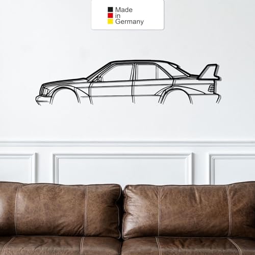MERCEDES 190E 83, Metall Wandbild, Wanddeko, Auto Silhouette, Metal Car Wall Art (Größe: 49 cm (19")) von MetalGiftsWorld