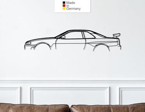Skyline GT-R R34, Metall Wandbild, Wanddeko, Auto Silhouette, Metal Car Wall Art (Größe: 100 cm (39")) von MetalGiftsWorld