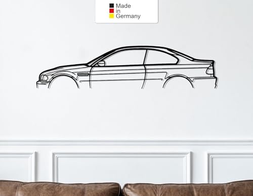 for BMW E46 M3, Metall Wandbild, Wanddeko, Auto Silhouette, Metal Car Wall Art (Größe: 100 cm (39")) von MetalGiftsWorld