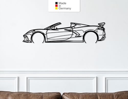 for Corvette C8 Convertible Detailed, Metall Wandbild, Wanddeko, Auto Silhouette (Größe: 200 cm (78")) von MetalGiftsWorld