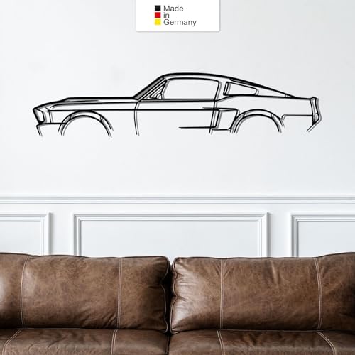 for Mustang 1967, Metall Wandbild, Wanddeko, Auto Silhouette, Metal Car Wall Art (Größe: 49 cm (19")) von MetalGiftsWorld