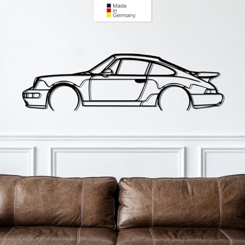 for Porsche 964, Metall Wandbild, Wanddeko, Auto Silhouette, Metal Car Wall Art (Größe: 49 cm (19")) von MetalGiftsWorld