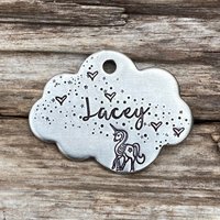 "Dog Tag, Erkennungsmarke Für Hunde, Wolken Dog Mittlere Wolke, Einhorn Paradise, Personalisierte Hundemarke, Tiermarke, 3 X cm" von MetalHounds