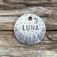 Dog Tag, Hundemarke Für Hunde, Haustier-Id-Marke, Bäume Hundemarke, Gute Nacht Landung, Hunde-Id-Marke, Personalisierte Maßgeschneiderte von MetalHounds