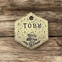 Dog Tag Für Hunde, Haustiermarke, Hundemarke Personalisiert, Pilz, Toby's Garden, Individuelle Halsbandmarke, Sterne, Regen, Welpe Tag, Geschenk von MetalHounds