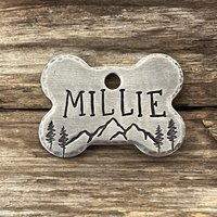 Hundemarke, Hundemarke Für Hunde, Haustier-Id, Hundeknochenmarke, Millie's Mountain, Personalisierte Bäume, Halsband Id von MetalHounds