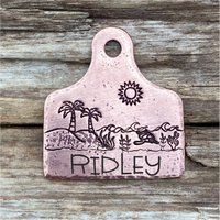 Hundemarke, Hundemarke Für Hunde, Spezialschnitt Kuhmarke, Sonne, Personalisierte Haustier-Id, Individuell, Einzigartige Tiermarke, The Beach, 3 1/4 von MetalHounds