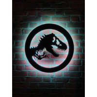 T-Rex Metallwand Led Licht, Nachtlicht, Dinosaurier Jurassic Park Licht von MetalLegacyByBlaine
