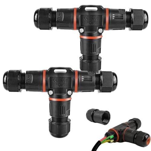 Kabelverbinder Wasserdicht 3 Polig – 2 Stück T-Form Verbindungsmuffe IP68 für Ø3–12mm Kabel, Erdkabel Verbinder Wasserdicht für Außenbereich, Gartenbeleuchtung, Strom- & Lichtkabel Kabelverbinder Wasserdicht 3 Polig – 2 Stück T-Form Verbindungsmuffe IP68 für Ø3–12mm Kabel, Erdkabel Verbinder Wasserdicht für Außenbereich, Gartenbeleuchtung, Strom- & Lichtkabel von MetalNuts