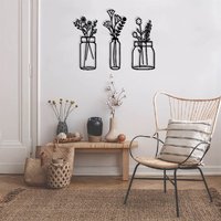 Frühlingsblumen Dekor, Blumen Und Vase Metall Wand Kunst Set, Küche Geschenk Für Mama, 3Er Drei Dekor von MetalWallArtist