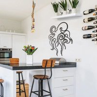 Octopus Metallwandkunst, Dekorative Seelebensthema-Wandbehang-Kunst, Seewanddekor, Aquaristgeschenk, Skulptur-stranddekor-Ozeanzeichen, Tiere von MetalWallLetter