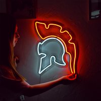 Ritter Neon Wandkunst, Led Schild Spartan Helm, Led Schild, Krieger Zeichen, Personalisierte Dekor, Custom, Spielzimmer Dekor von MetalWallLetter