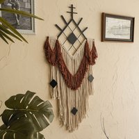 Yoki Metall Makramee Wandbehang, Boho Garn Wand-Dekor, Handarbeit Haus Akzente, Gewebter Wandteppich von MetalWallLetter