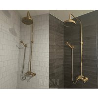 Massives Messing Duscharmatur Set Mit Duschkopf Und Handbrause - Handgemacht von MetalWorksMorocco
