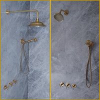 Unlackiertes Messing-Duschhahn-Set Mit Hand- Und Regendusche - Duschsystem von MetalWorksMorocco