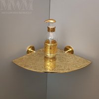 Unlackiertes Messing-Eckregal - Handgemachtes, Geätztes Eckregal Zur Wandbefestigung von MetalWorksMorocco